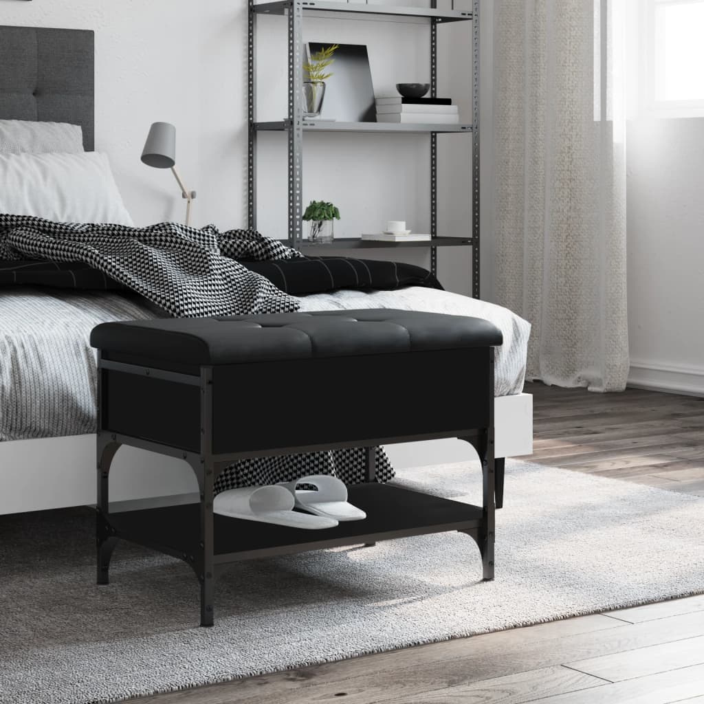 Schoenenbank 62x42x45 cm bewerkt hout zwart is nu te koop bij PeponiXL, paradijselijk wonen!
