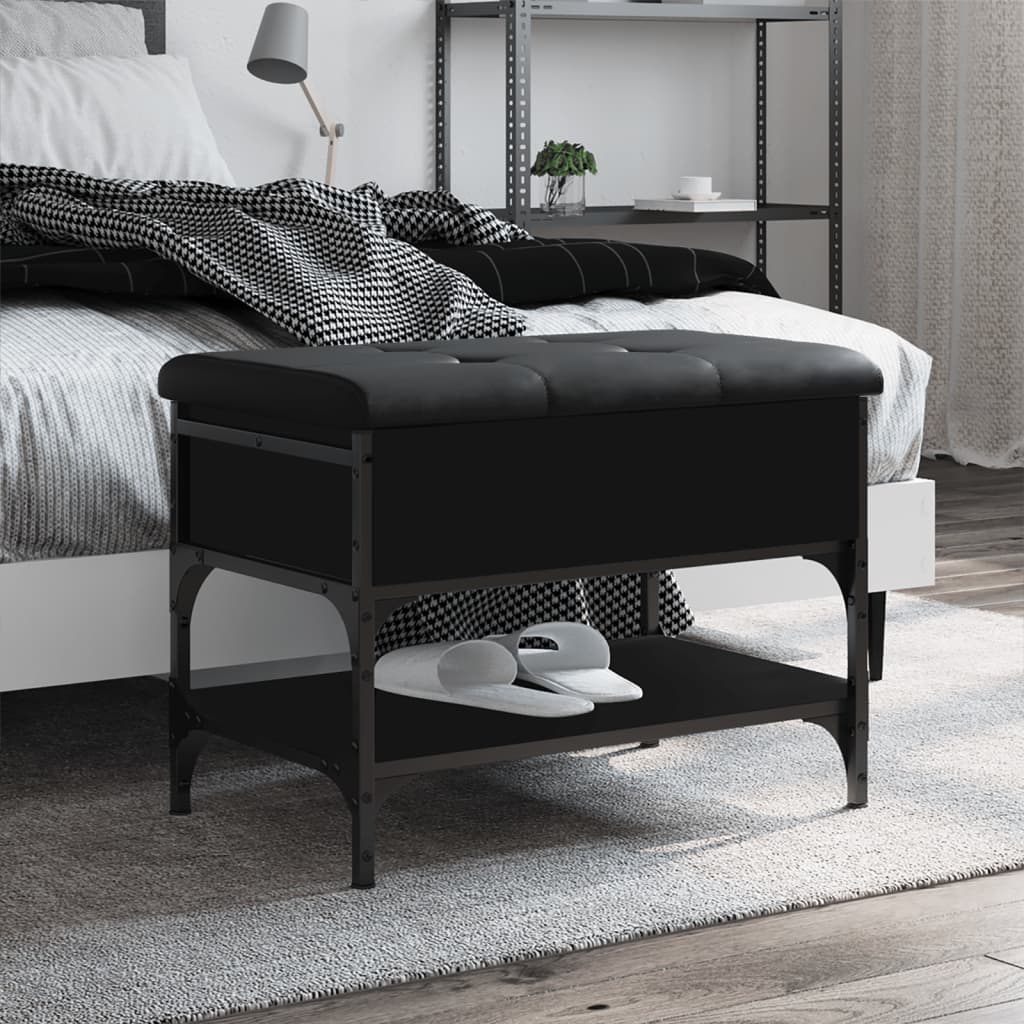 Schoenenbank 62x42x45 cm bewerkt hout zwart is nu te koop bij PeponiXL, paradijselijk wonen!