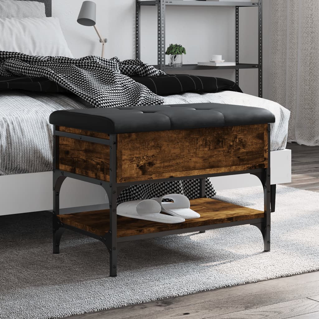 Schoenenbank 62x42x45 cm bewerkt hout gerookt eikenkleurig is nu te koop bij PeponiXL, paradijselijk wonen!