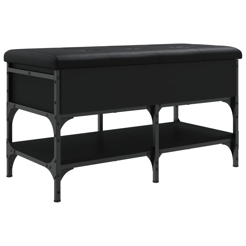 Schoenenbank 82x42x45 cm bewerkt hout zwart is nu te koop bij PeponiXL, paradijselijk wonen!
