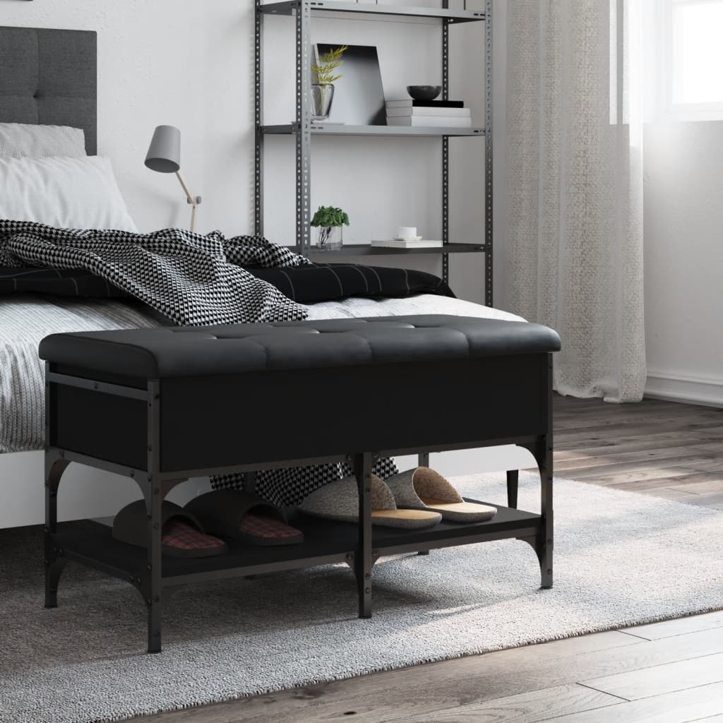Schoenenbank 82x42x45 cm bewerkt hout zwart is nu te koop bij PeponiXL, paradijselijk wonen!