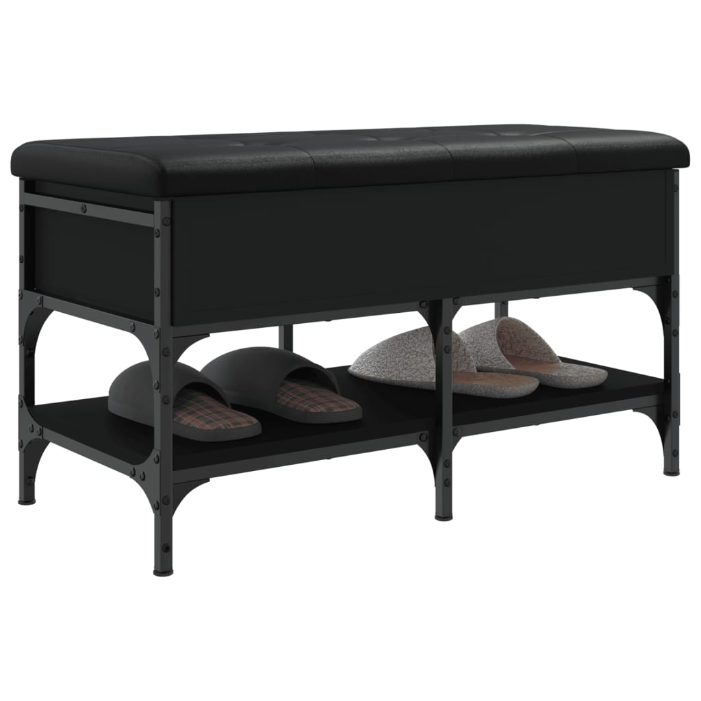 Schoenenbank 82x42x45 cm bewerkt hout zwart is nu te koop bij PeponiXL, paradijselijk wonen!