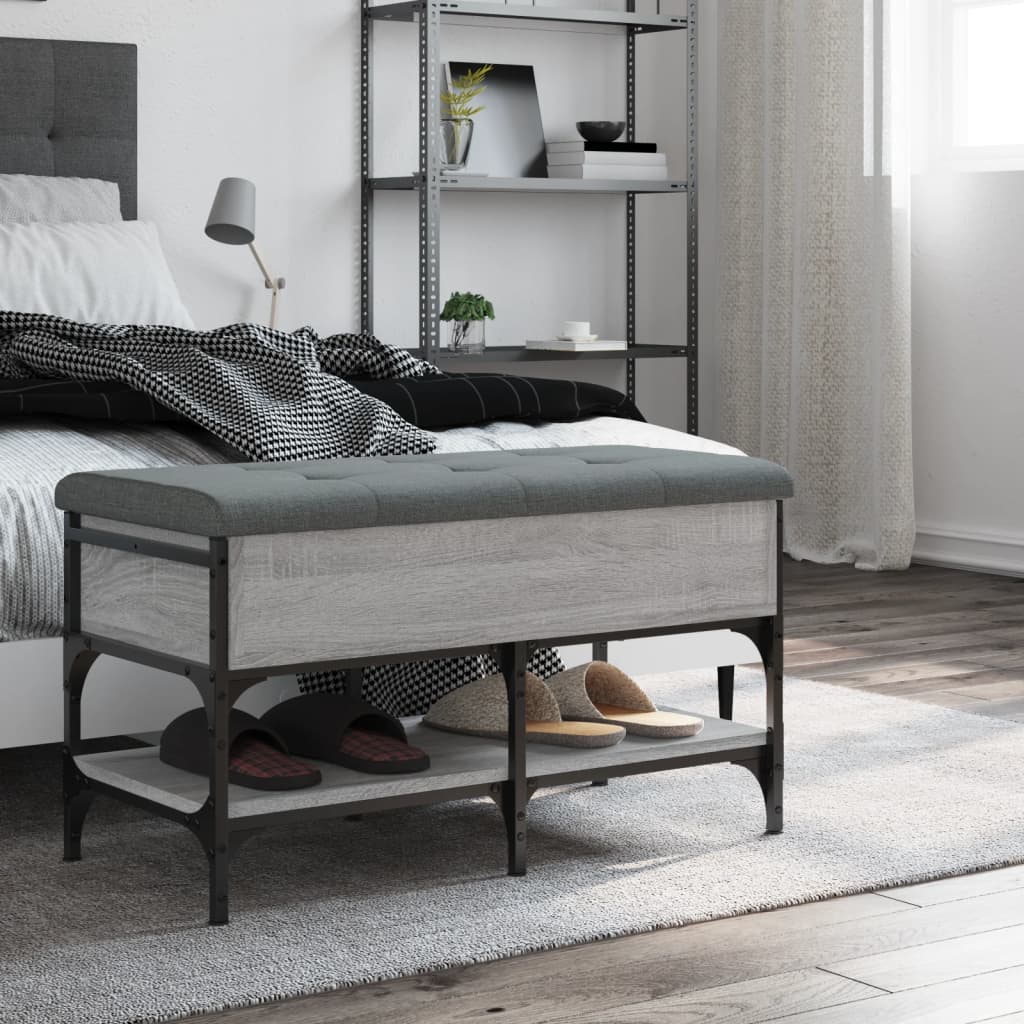 Schoenenbank 82x42x45 cm bewerkt hout grijs sonoma eikenkleurig is nu te koop bij PeponiXL, paradijselijk wonen!