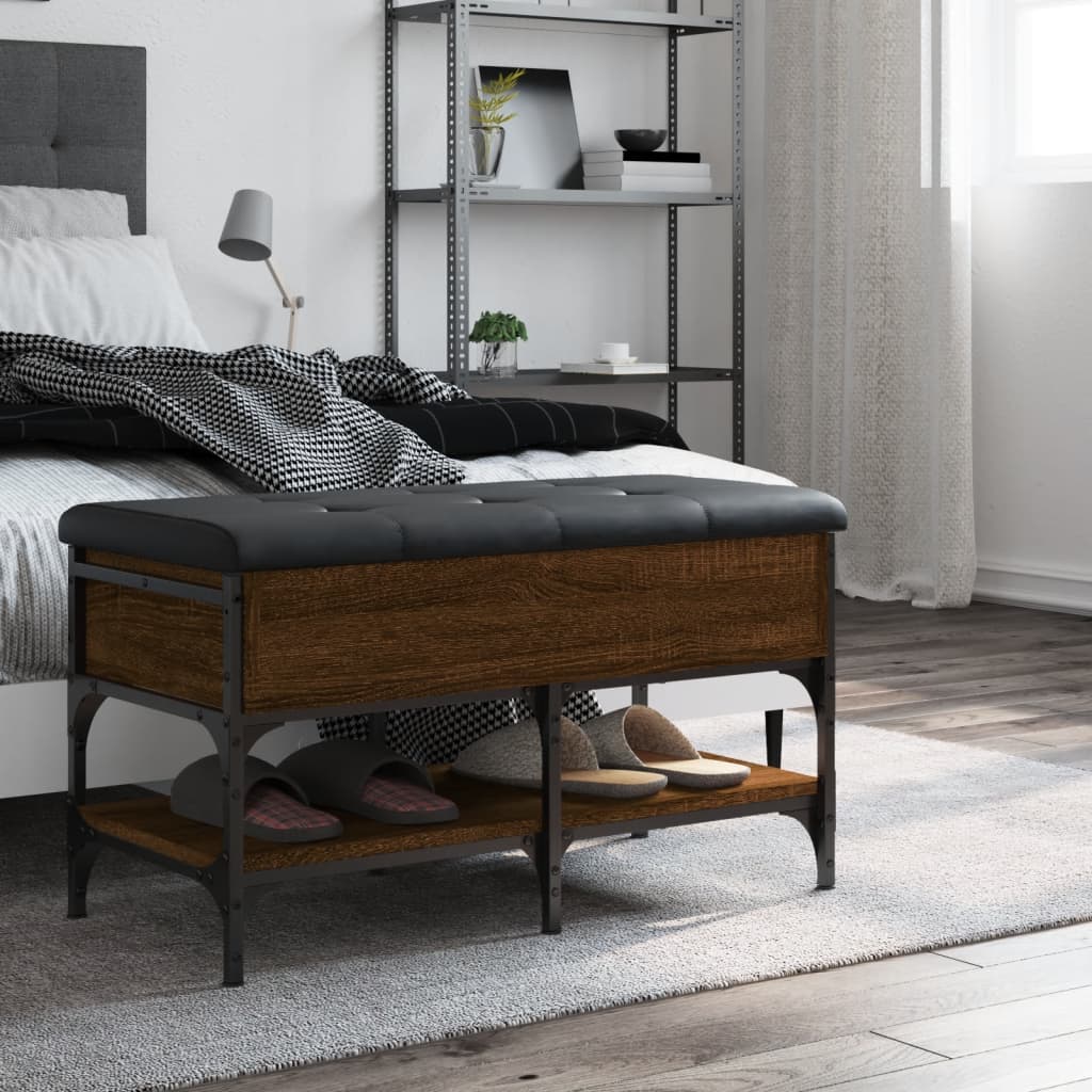 Schoenenbank 82x42x45 cm bewerkt hout bruin eikenkleur is nu te koop bij PeponiXL, paradijselijk wonen!