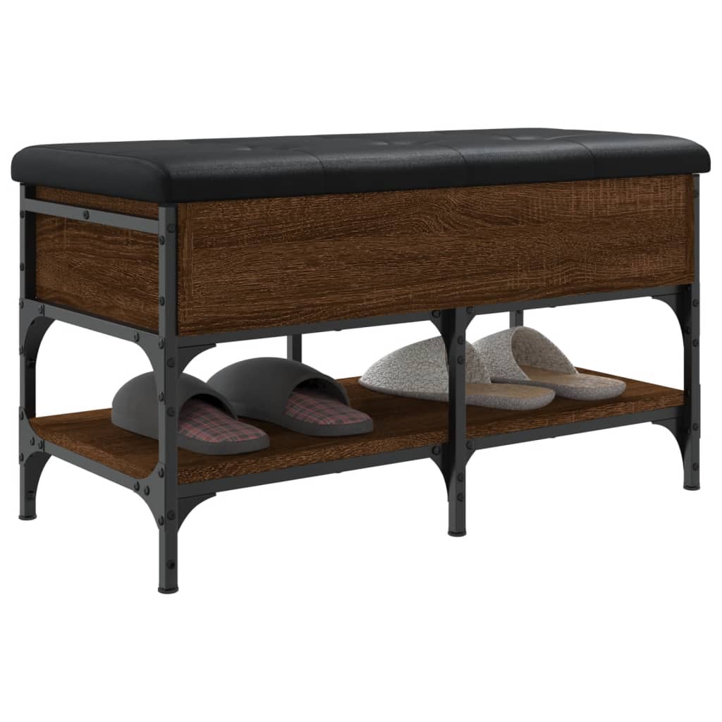 Schoenenbank 82x42x45 cm bewerkt hout bruin eikenkleur is nu te koop bij PeponiXL, paradijselijk wonen!
