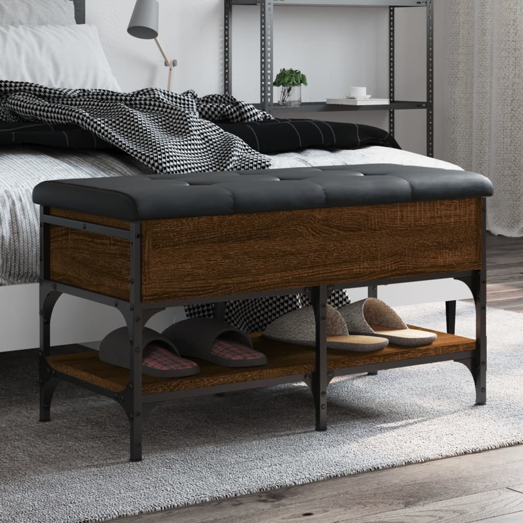 Schoenenbank 82x42x45 cm bewerkt hout bruin eikenkleur is nu te koop bij PeponiXL, paradijselijk wonen!