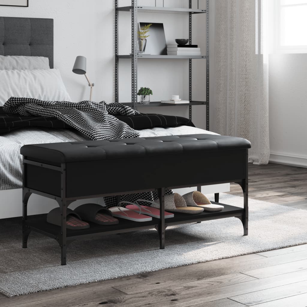 Schoenenbank 102x42x45 cm bewerkt hout zwart is nu te koop bij PeponiXL, paradijselijk wonen!