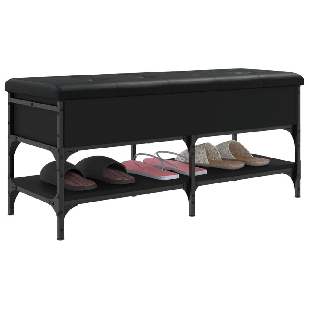 Schoenenbank 102x42x45 cm bewerkt hout zwart is nu te koop bij PeponiXL, paradijselijk wonen!