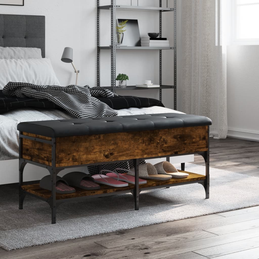 Schoenenbank 102x42x45 cm bewerkt hout gerookt eikenkleurig is nu te koop bij PeponiXL, paradijselijk wonen!