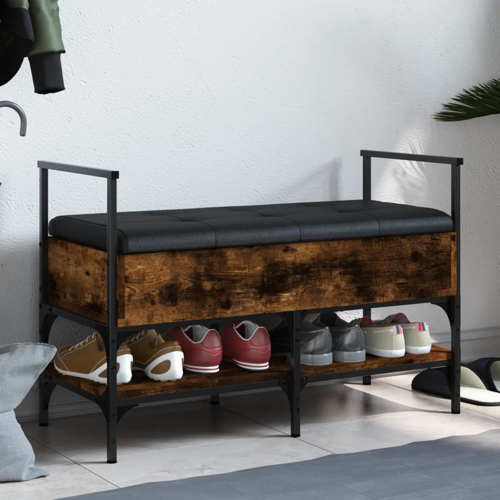 Schoenenbank 85,5x42x57,5 cm bewerkt hout gerookt eikenkleurig is nu te koop bij PeponiXL, paradijselijk wonen!