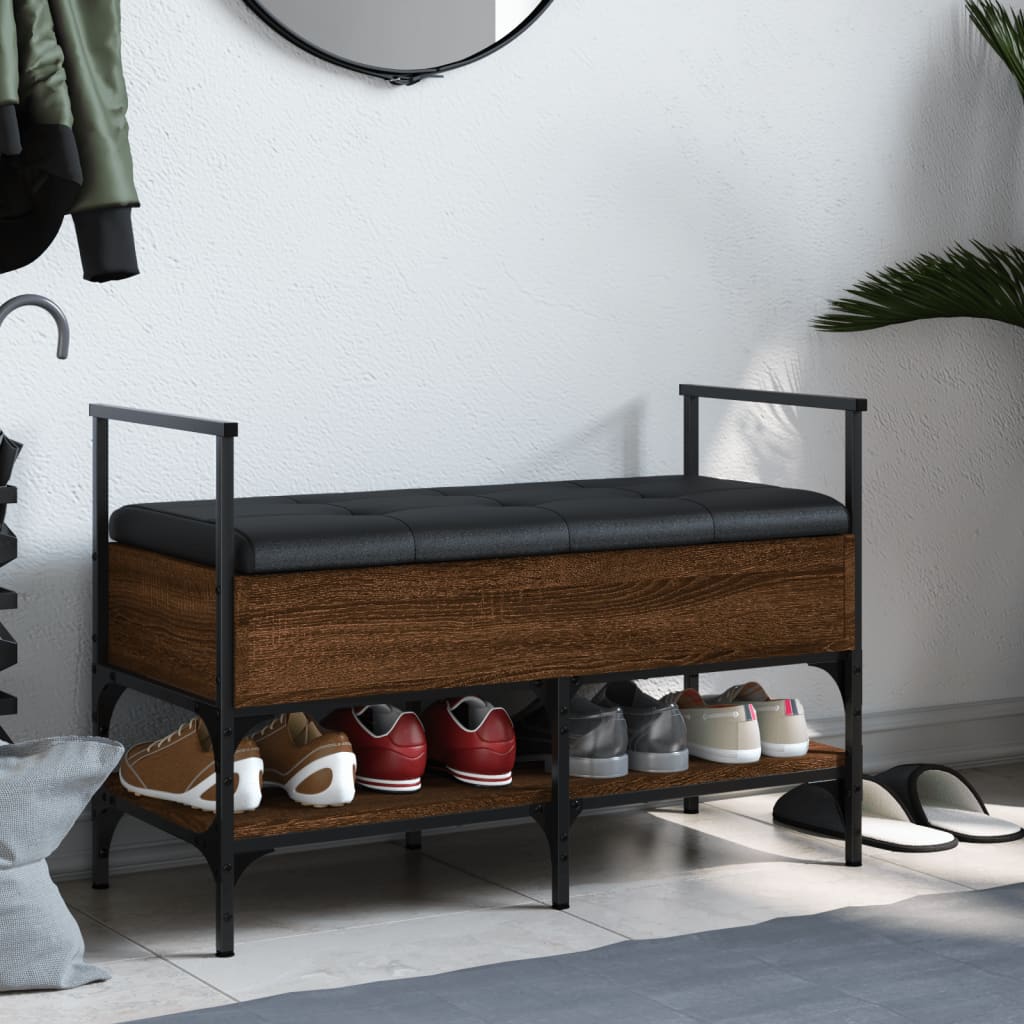 Schoenenbank 85,5x42x57,5 cm bewerkt hout bruin eikenkleur is nu te koop bij PeponiXL, paradijselijk wonen!