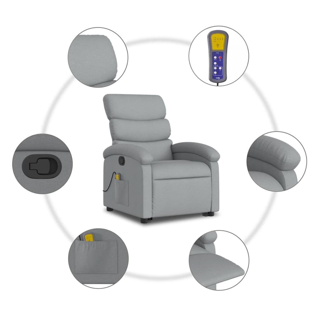 Sta-op-massagestoel verstelbaar stof lichtgrijs is nu te koop bij PeponiXL, paradijselijk wonen!