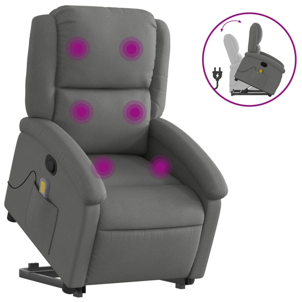 Sta-op-massagestoel verstelbaar stof donkergrijs is nu te koop bij PeponiXL, paradijselijk wonen!