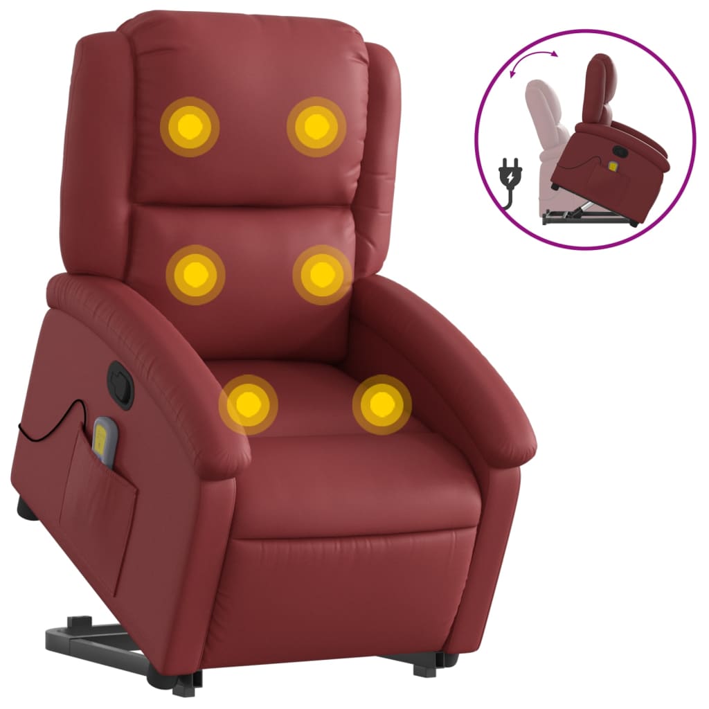 Sta-op-massagestoel verstelbaar kunstleer wijnrood is nu te koop bij PeponiXL, paradijselijk wonen!