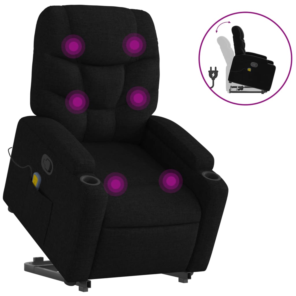 Sta-op-massagestoel verstelbaar stof zwart is nu te koop bij PeponiXL, paradijselijk wonen!
