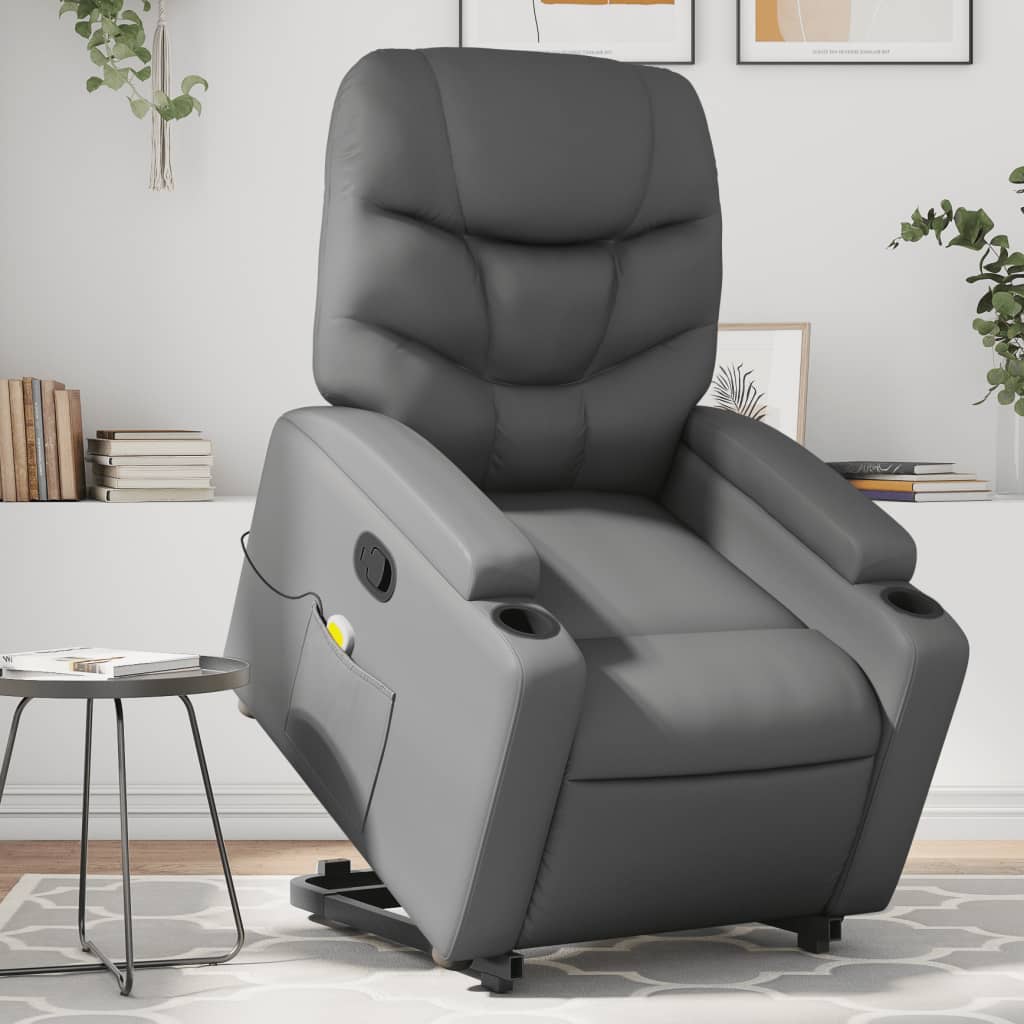 Sta-op-massagestoel verstelbaar kunstleer grijs is nu te koop bij PeponiXL, paradijselijk wonen!