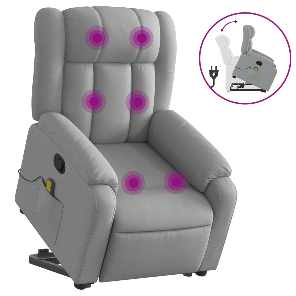 Sta-op-massagestoel verstelbaar stof lichtgrijs is nu te koop bij PeponiXL, paradijselijk wonen!