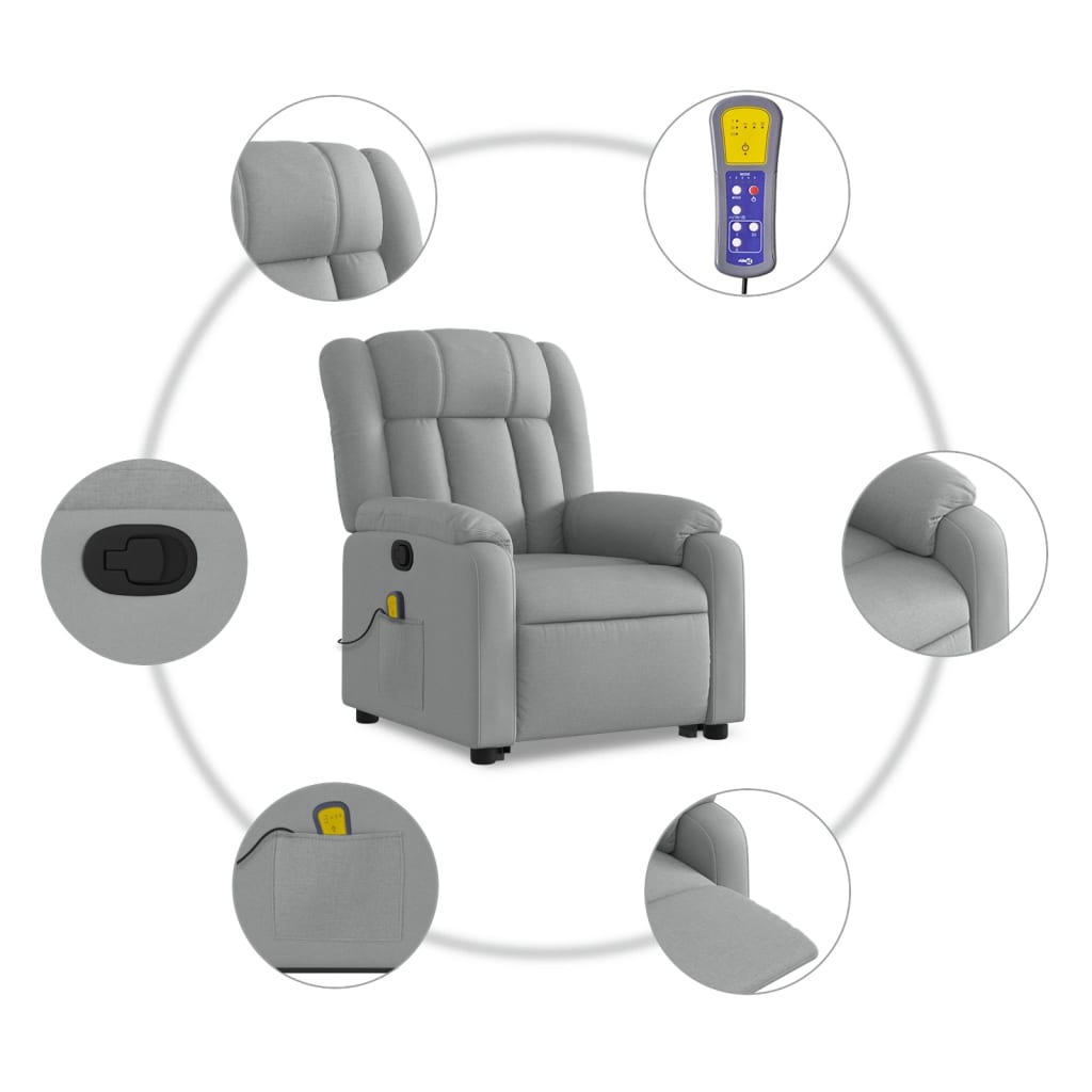 Sta-op-massagestoel verstelbaar stof lichtgrijs is nu te koop bij PeponiXL, paradijselijk wonen!