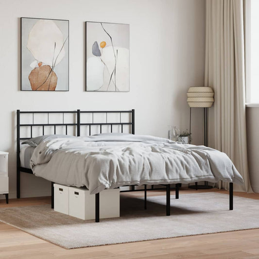 Bedframe met hoofdbord metaal zwart 140x190 cm is nu te koop bij PeponiXL, paradijselijk wonen!