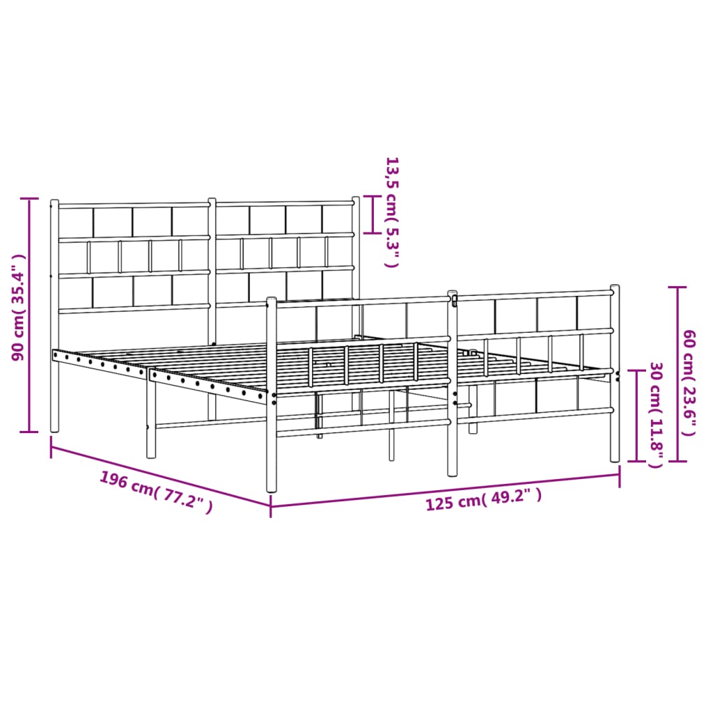 Bedframe met hoofd- en voeteneinde metaal zwart 120x190 cm is nu te koop bij PeponiXL, paradijselijk wonen!
