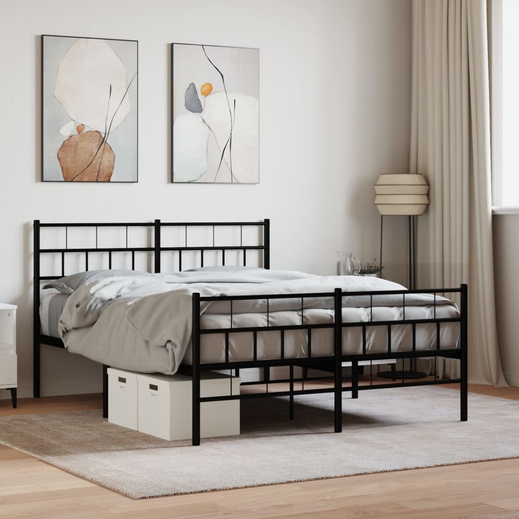 Bedframe met hoofd- en voeteneinde metaal zwart 120x190 cm is nu te koop bij PeponiXL, paradijselijk wonen!
