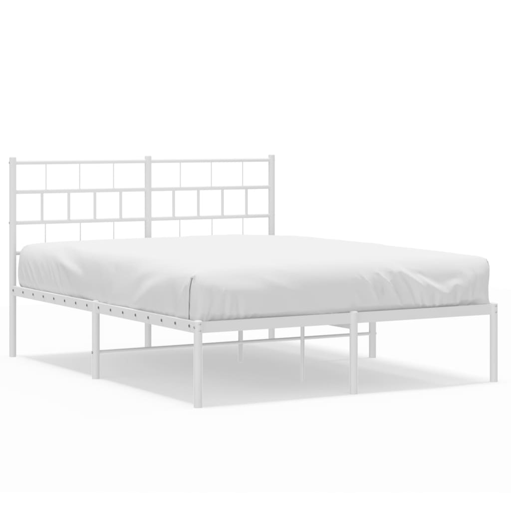 Bedframe met hoofdbord metaal wit 140x200 cm is nu te koop bij PeponiXL, paradijselijk wonen!
