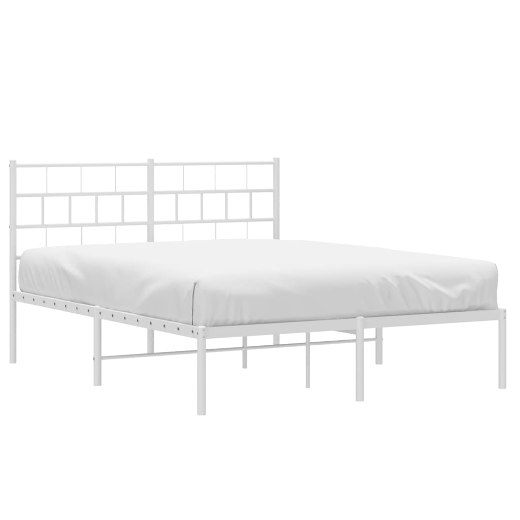 Bedframe met hoofdbord metaal wit 140x200 cm is nu te koop bij PeponiXL, paradijselijk wonen!