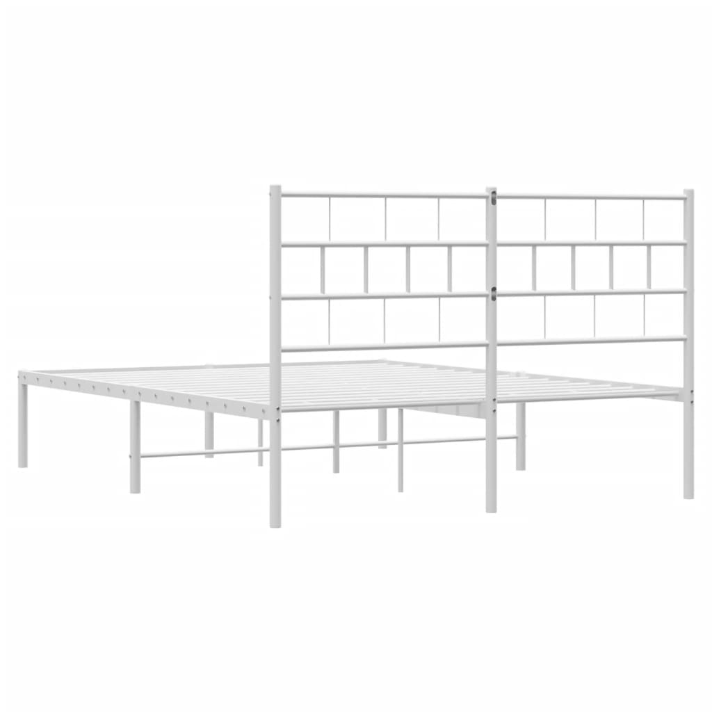 Bedframe met hoofdbord metaal wit 140x200 cm is nu te koop bij PeponiXL, paradijselijk wonen!