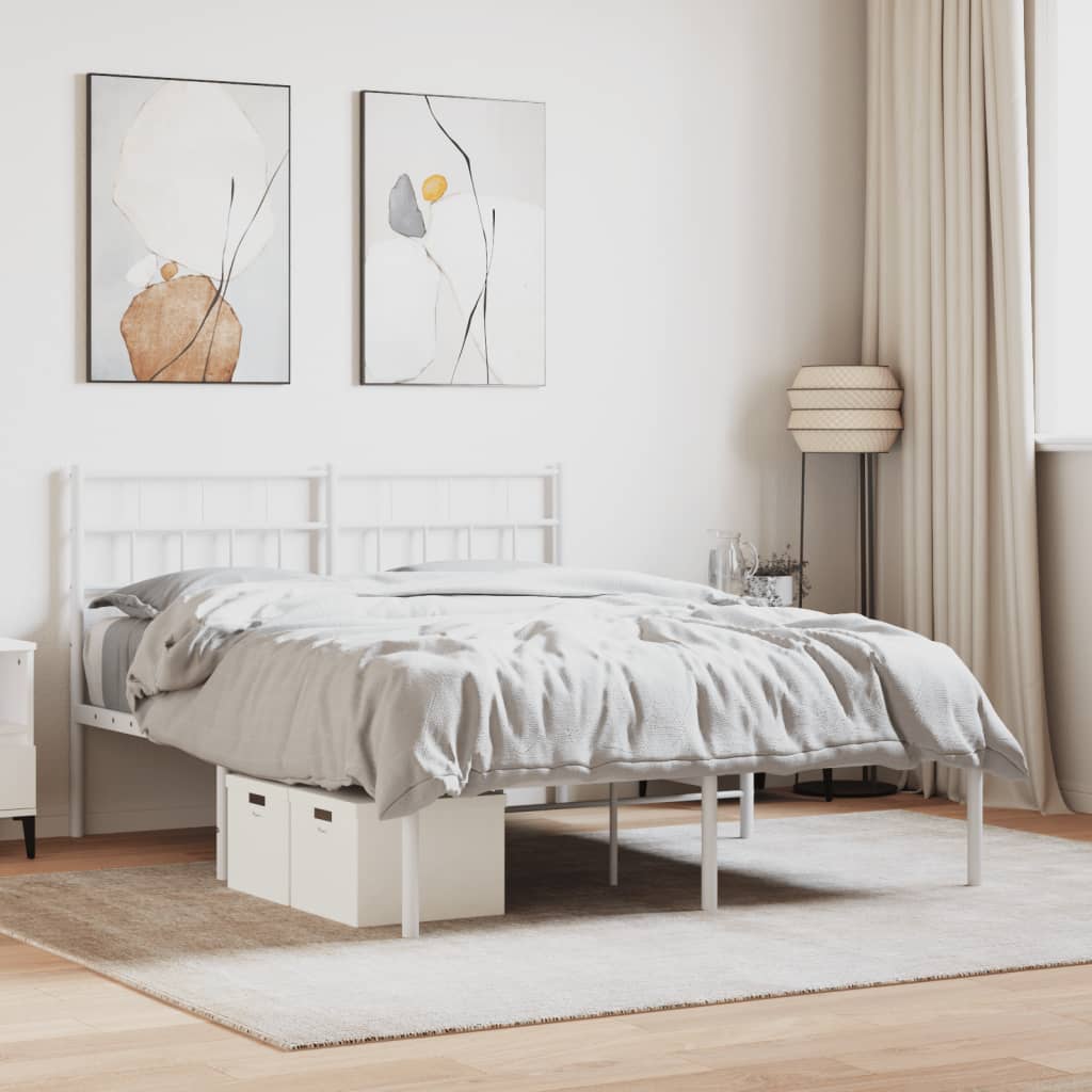 Bedframe met hoofdbord metaal wit 140x200 cm is nu te koop bij PeponiXL, paradijselijk wonen!