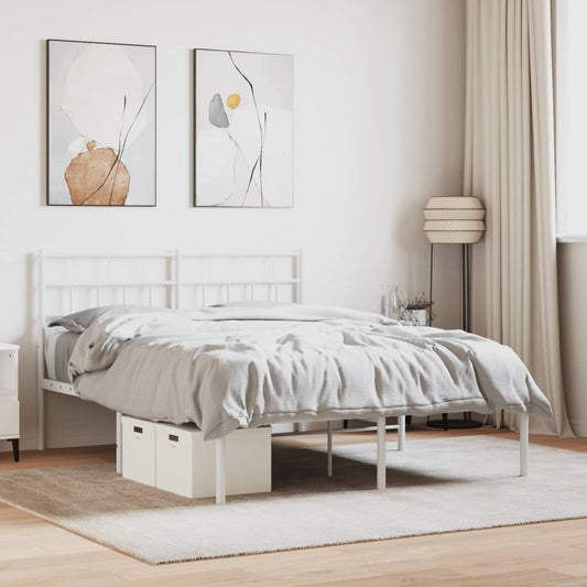 Bedframe met hoofdbord metaal wit 140x200 cm is nu te koop bij PeponiXL, paradijselijk wonen!