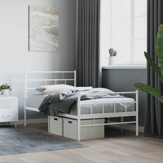 Bedframe met hoofd- en voeteneinde metaal wit 107x203 cm is nu te koop bij PeponiXL, paradijselijk wonen!