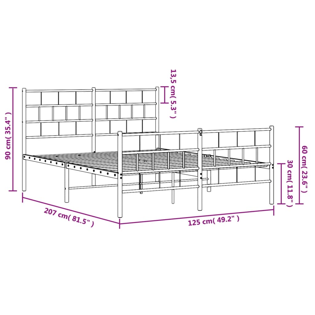 Bedframe met hoofd- en voeteneinde metaal wit 120x200 cm is nu te koop bij PeponiXL, paradijselijk wonen!