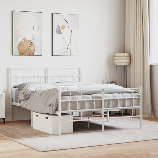 Bedframe met hoofd- en voeteneinde metaal wit 120x200 cm is nu te koop bij PeponiXL, paradijselijk wonen!