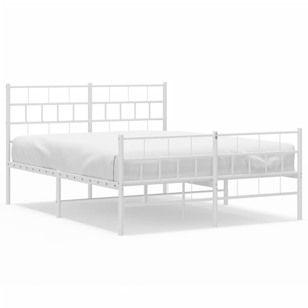 Bedframe met hoofd- en voeteneinde metaal wit 140x190 cm is nu te koop bij PeponiXL, paradijselijk wonen!