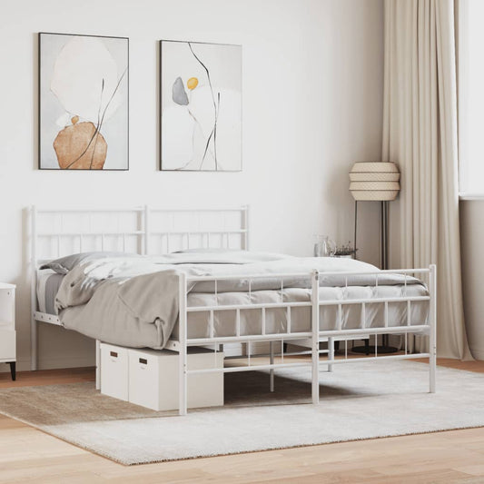 Bedframe met hoofd- en voeteneinde metaal wit 140x200 cm is nu te koop bij PeponiXL, paradijselijk wonen!
