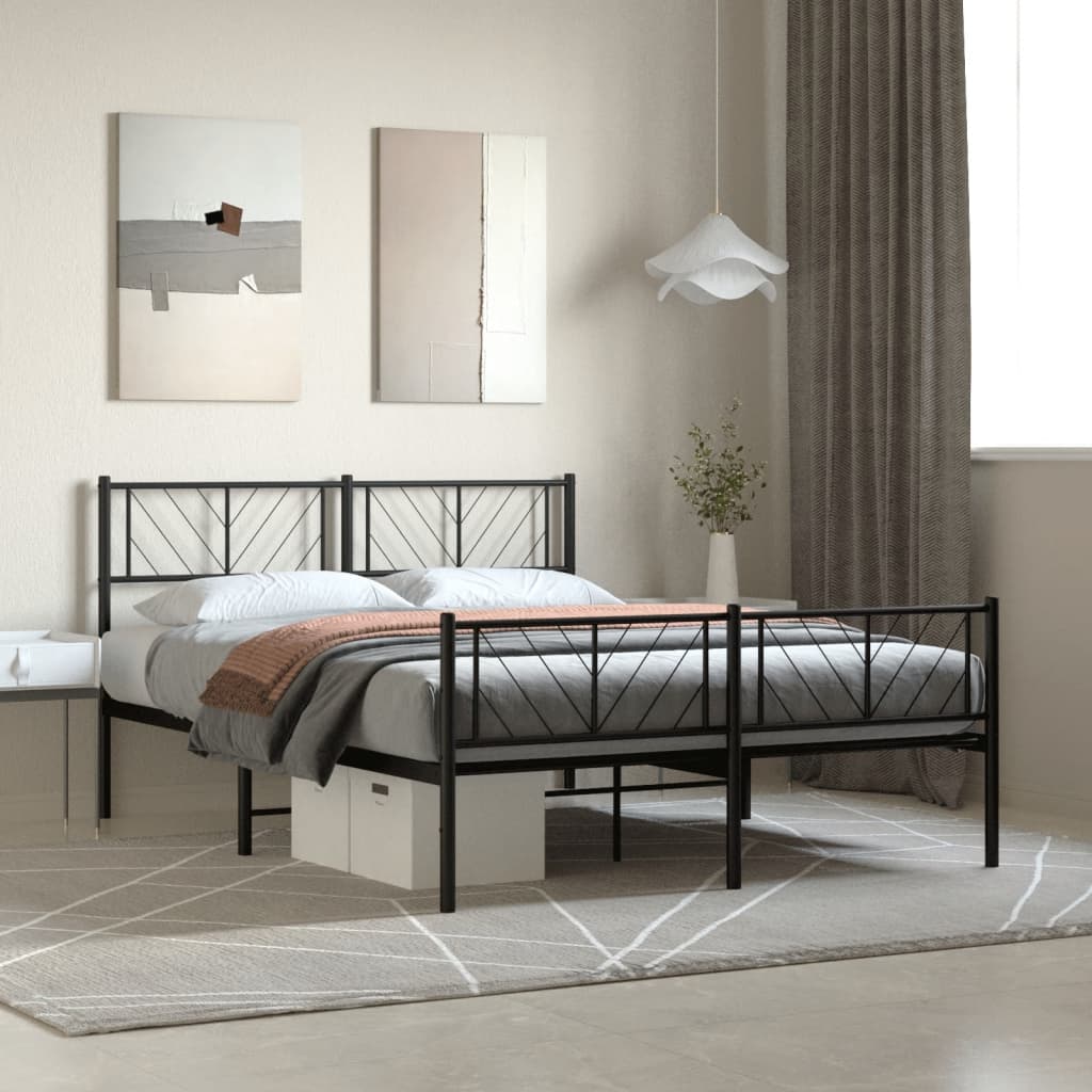 Bedframe met hoofd- en voeteneinde metaal zwart 120x190 cm is nu te koop bij PeponiXL, paradijselijk wonen!