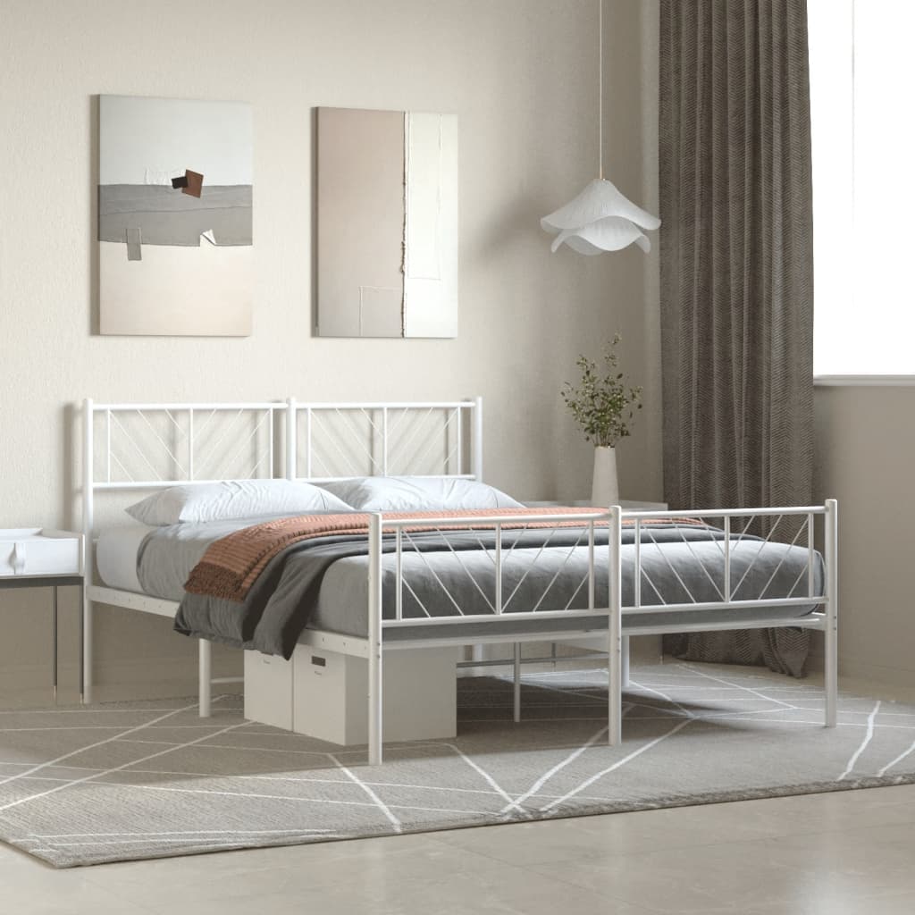 Bedframe met hoofd- en voeteneinde metaal wit 140x190 cm is nu te koop bij PeponiXL, paradijselijk wonen!
