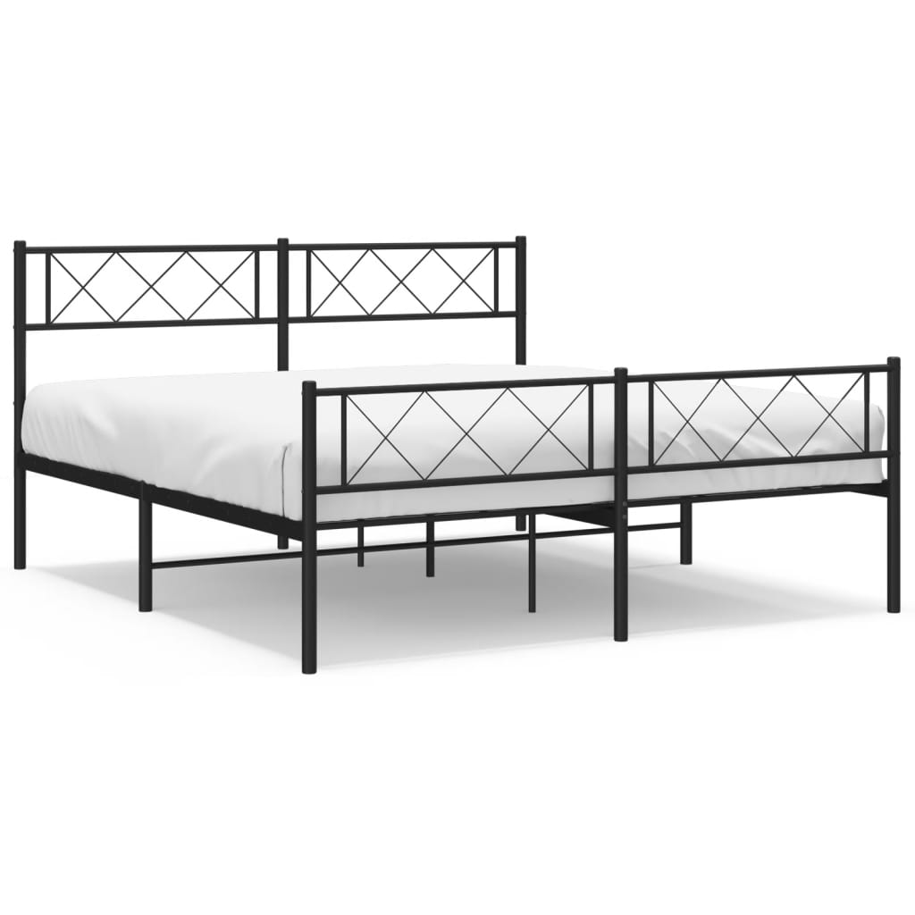 Bedframe met hoofd- en voeteneinde metaal zwart 120x200 cm is nu te koop bij PeponiXL, paradijselijk wonen!