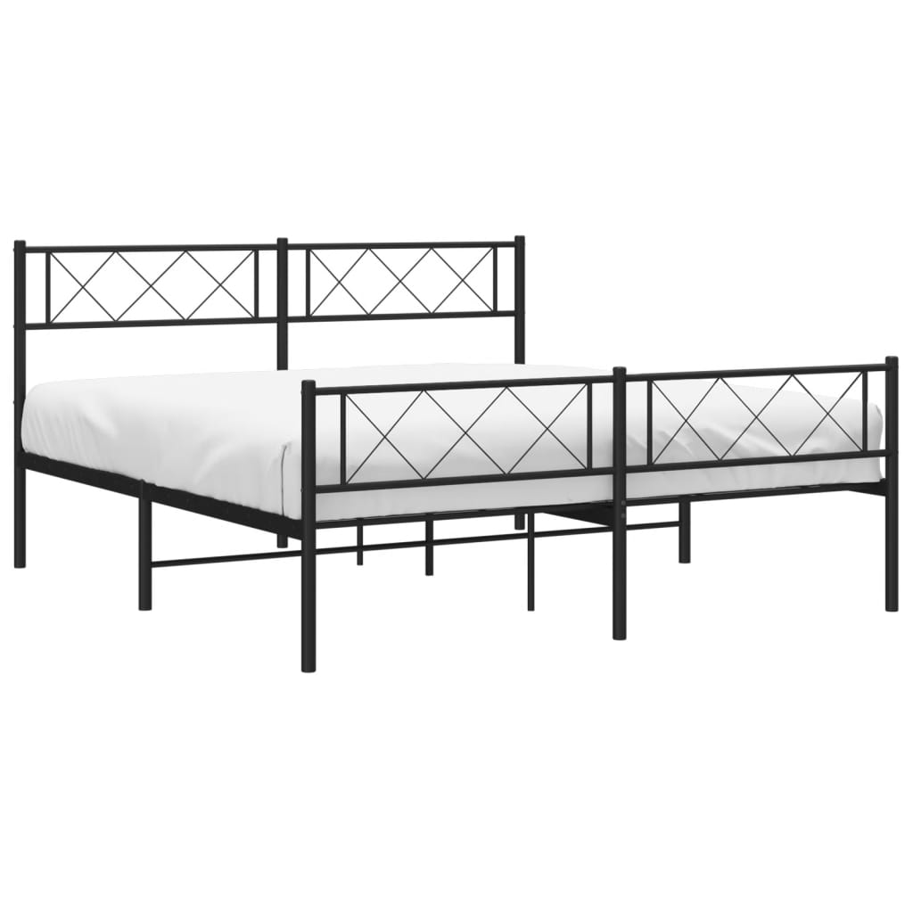 Bedframe met hoofd- en voeteneinde metaal zwart 120x200 cm is nu te koop bij PeponiXL, paradijselijk wonen!