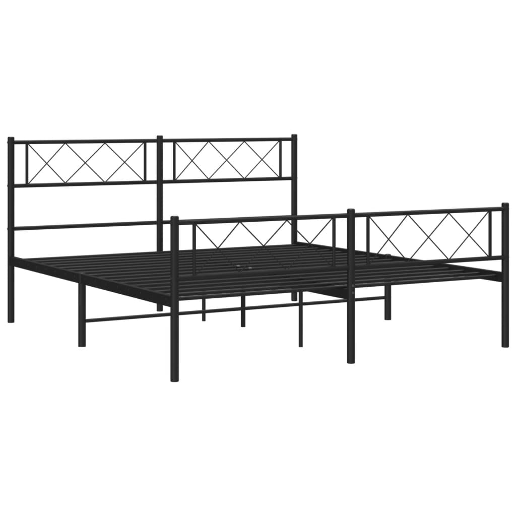 Bedframe met hoofd- en voeteneinde metaal zwart 120x200 cm is nu te koop bij PeponiXL, paradijselijk wonen!