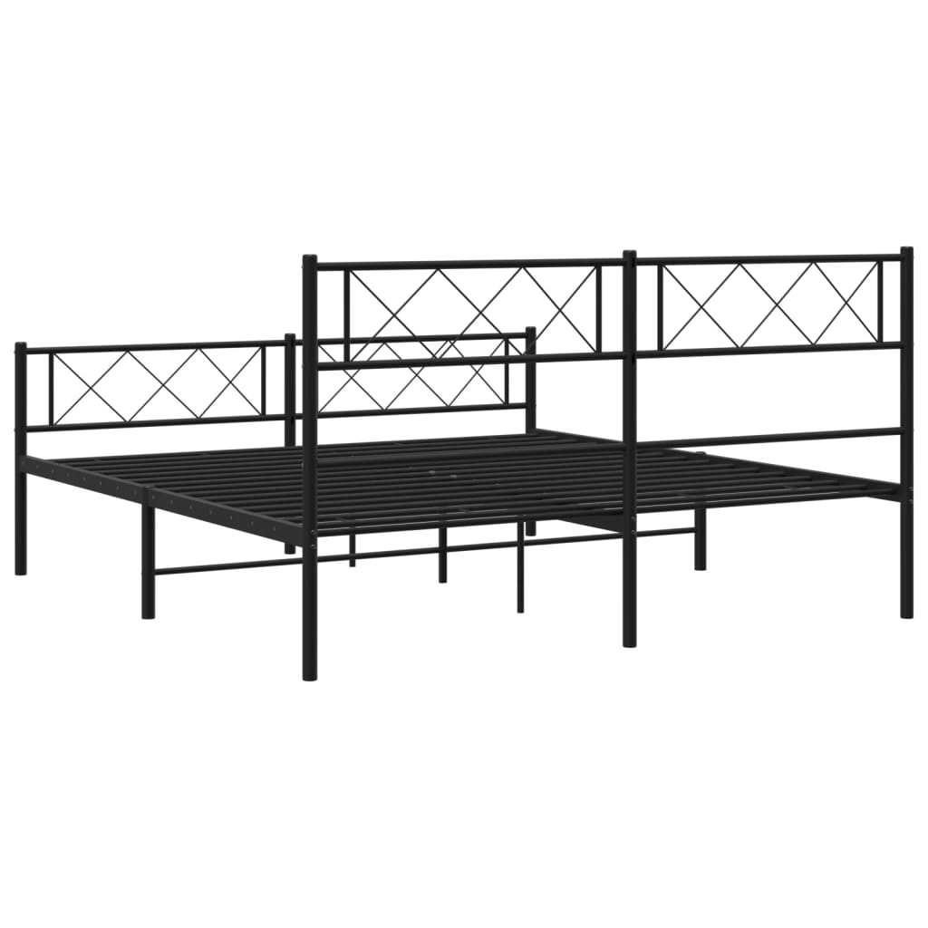 Bedframe met hoofd- en voeteneinde metaal zwart 120x200 cm is nu te koop bij PeponiXL, paradijselijk wonen!