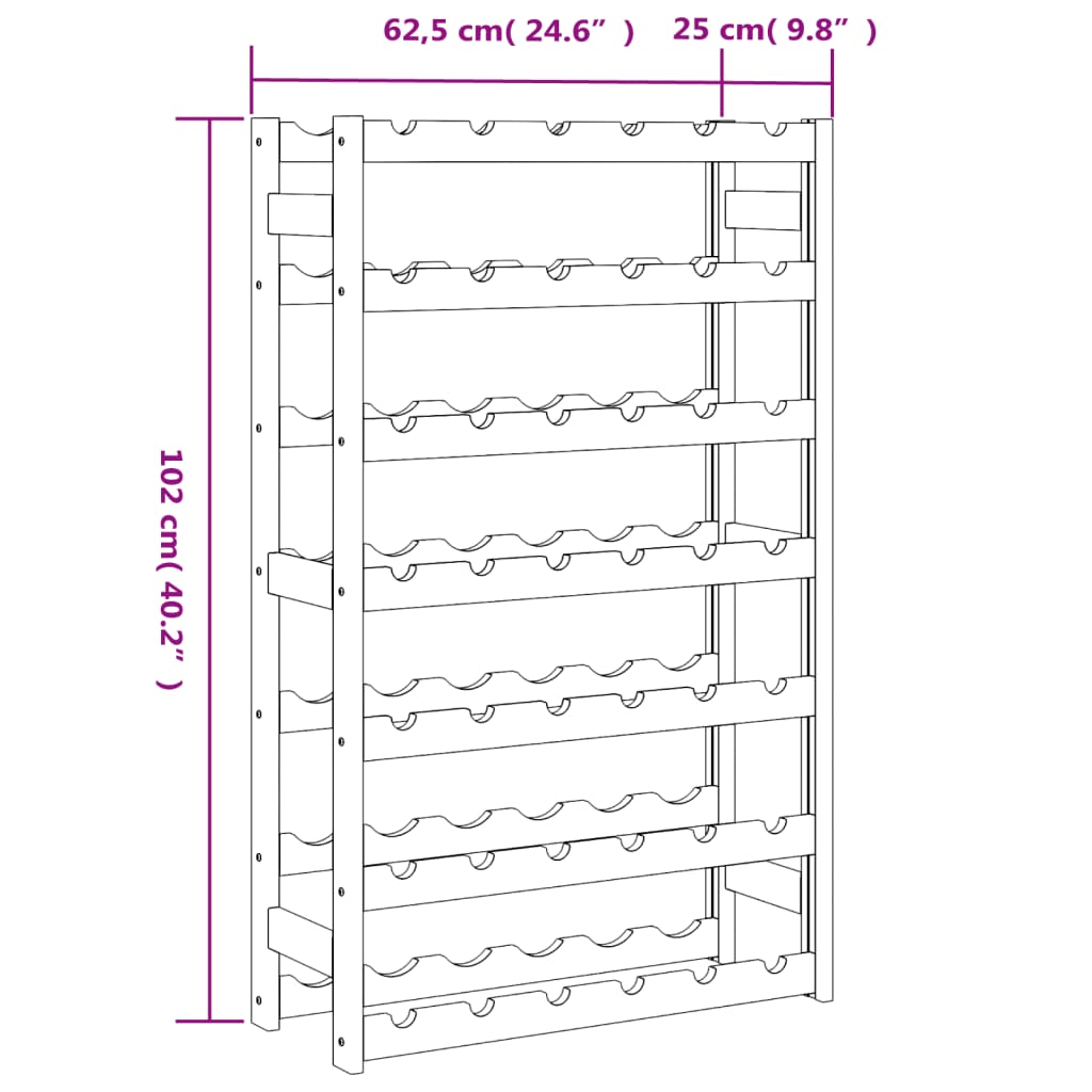 Wijnrek voor 42 flessen massief grenenhout grijs is nu te koop bij PeponiXL, paradijselijk wonen!