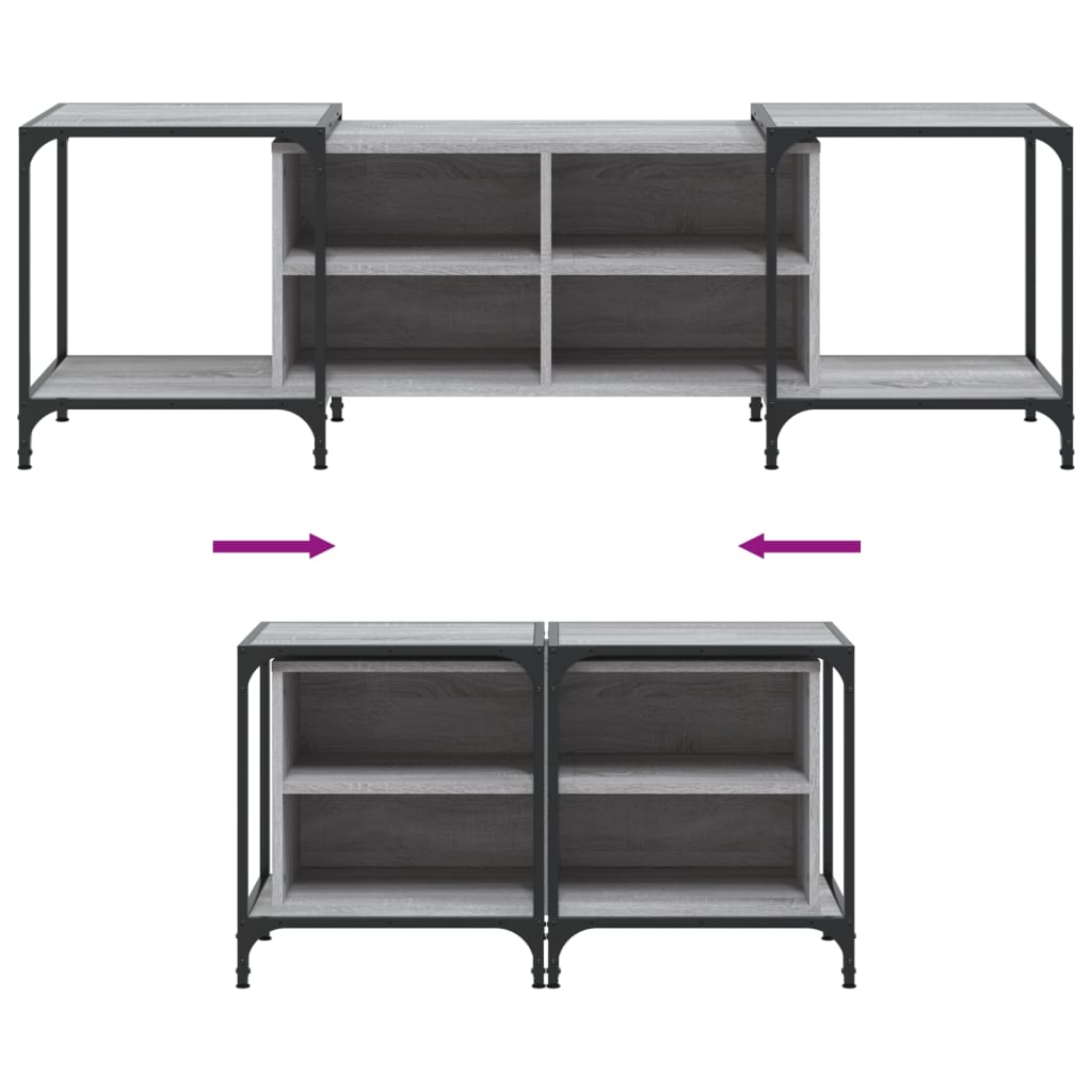 Tv-meubel 153x37x50 cm bewerkt hout grijs sonoma eikenkleurig is nu te koop bij PeponiXL, paradijselijk wonen!