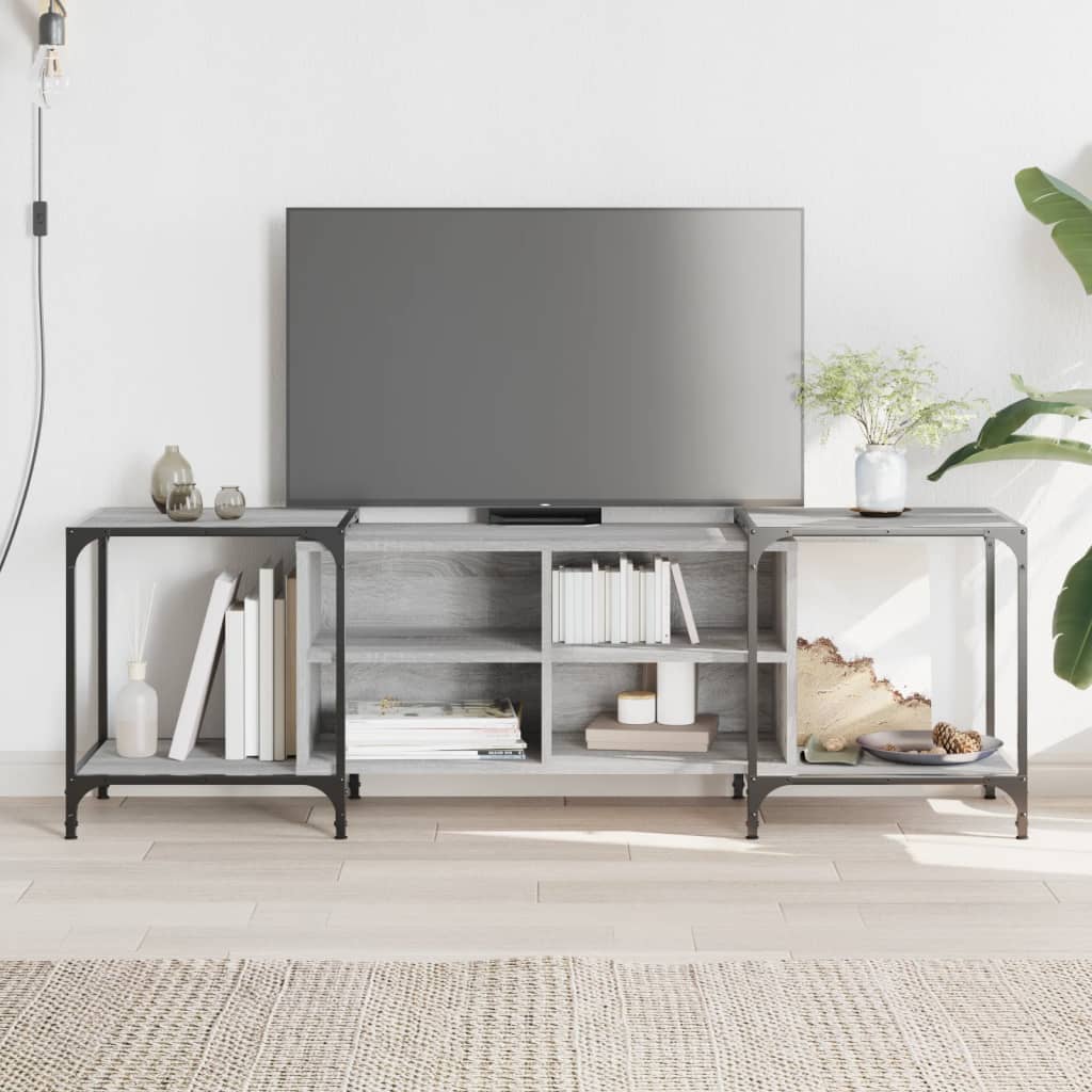 Tv-meubel 153x37x50 cm bewerkt hout grijs sonoma eikenkleurig is nu te koop bij PeponiXL, paradijselijk wonen!
