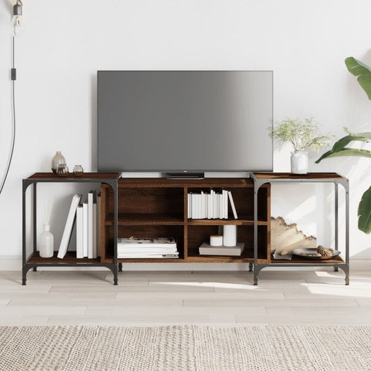 Tv-meubel 153x37x50 cm bewerkt hout bruin eikenkleur is nu te koop bij PeponiXL, paradijselijk wonen!