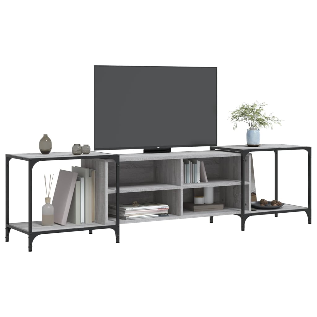 Tv-meubel 203x37x50 cm bewerkt hout grijs sonoma eikenkleurig is nu te koop bij PeponiXL, paradijselijk wonen!