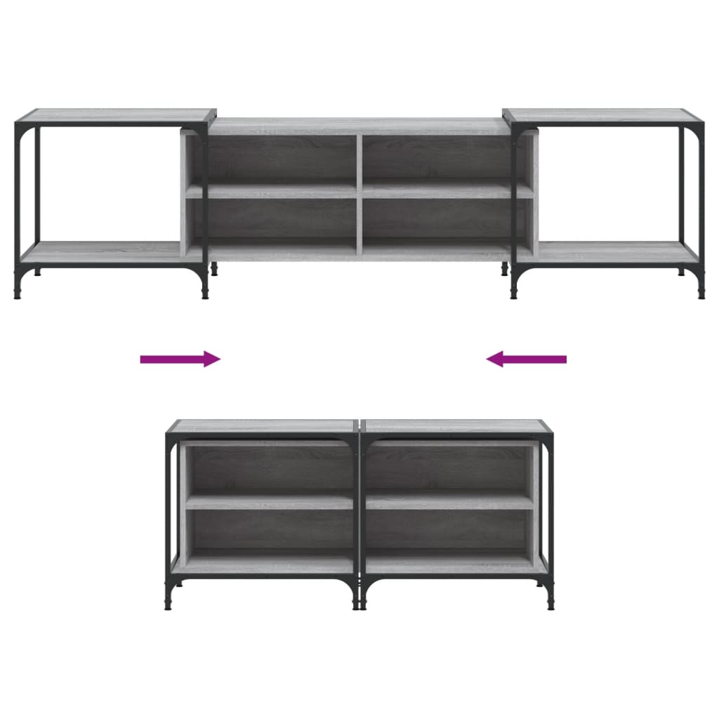 Tv-meubel 203x37x50 cm bewerkt hout grijs sonoma eikenkleurig is nu te koop bij PeponiXL, paradijselijk wonen!