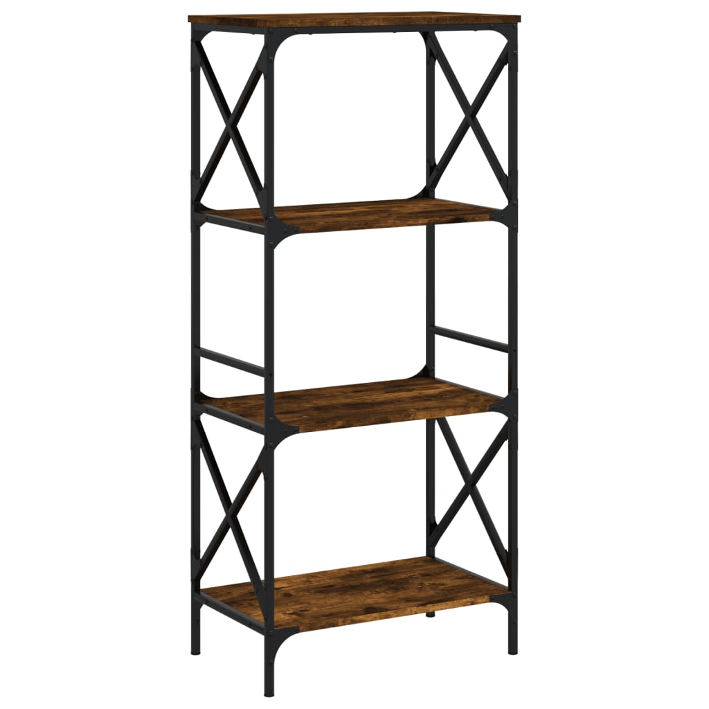 Boekenkast 4-laags 59x35x132 cm bewerkt hout gerookt eikenkleur is nu te koop bij PeponiXL, paradijselijk wonen!