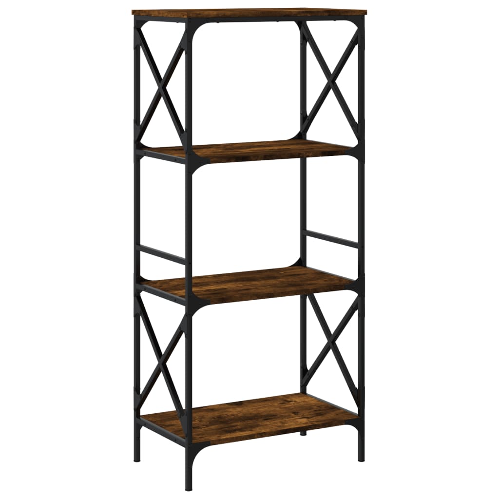 Boekenkast 4-laags 59x35x132 cm bewerkt hout gerookt eikenkleur is nu te koop bij PeponiXL, paradijselijk wonen!