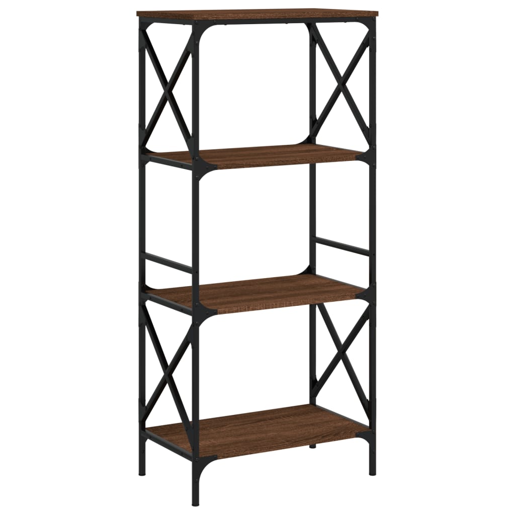 Boekenkast 4-laags 59x35x132 cm bewerkt hout bruin eikenkleur is nu te koop bij PeponiXL, paradijselijk wonen!